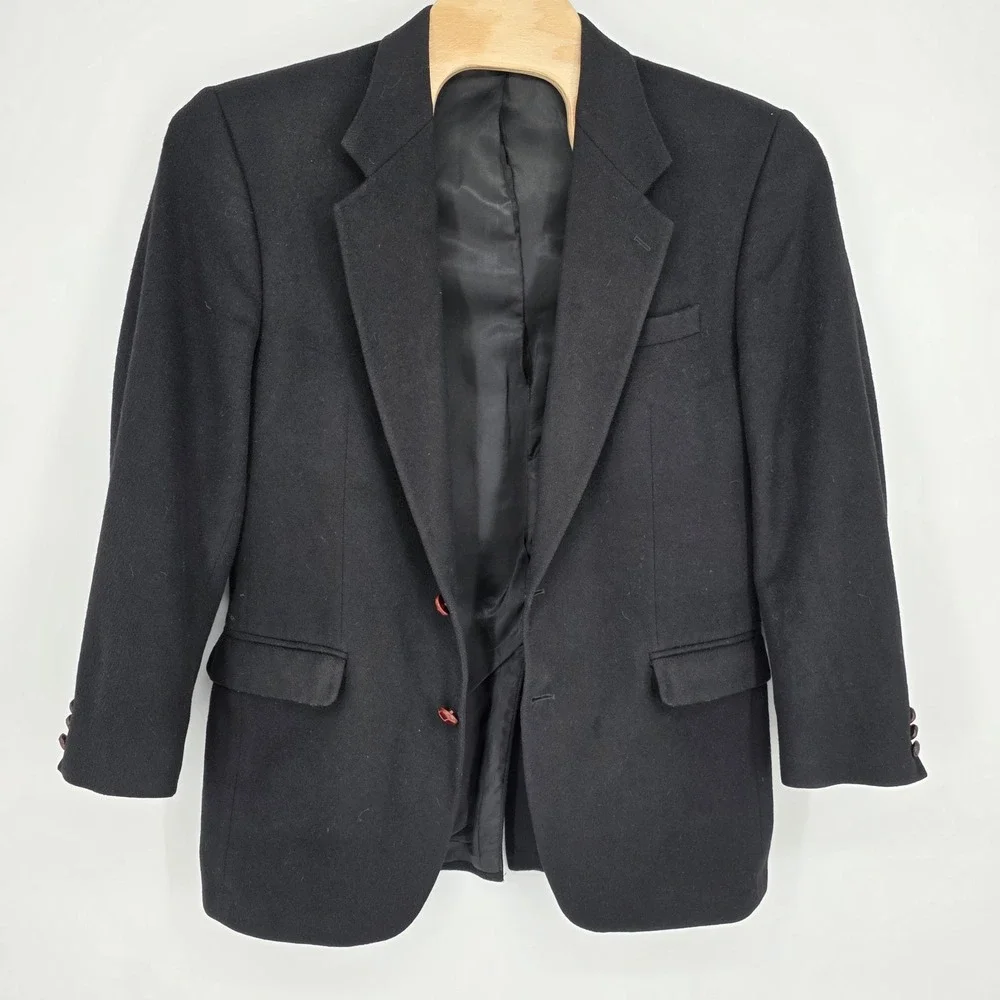 Camel Hair Blazer Men 44R Black 100% Sport Coat Tailors Row Deansgate Vintag 90s